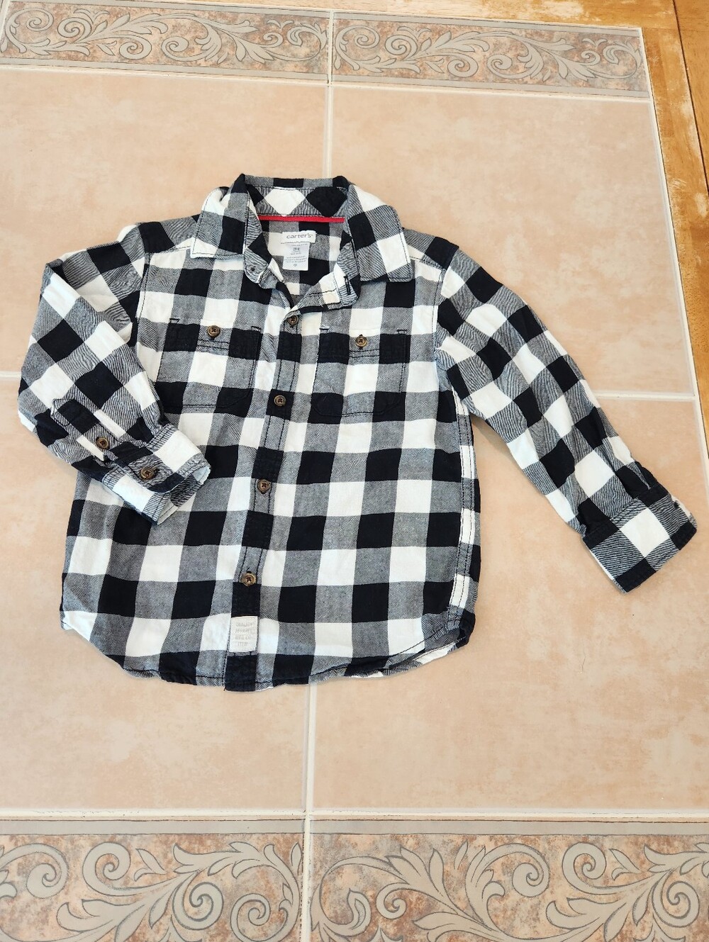 Boys 3t Black And White Flannel